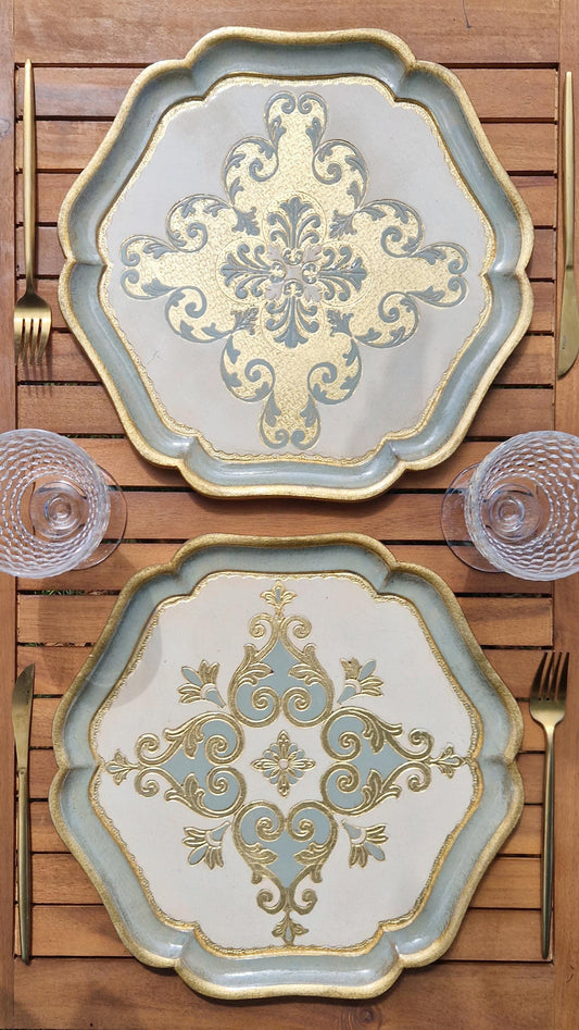 Set di 4 sottopiatti fiorentini in legno, tovagliette in legno realizzate e dipinte a mano, disponibili in vari colori