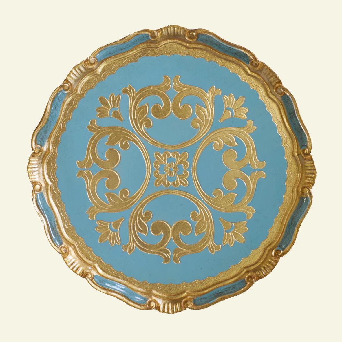 Set di sottopiatti fiorentini in legno, tovagliette in legno realizzate e dipinte a mano, disponibili in vari colori, d. cm 33, 13 inches