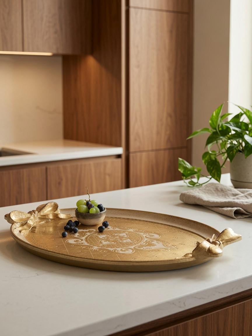 Vassoio Fiorentino in legno realizzato e decorato a mano, Wooden Florentine Tray
