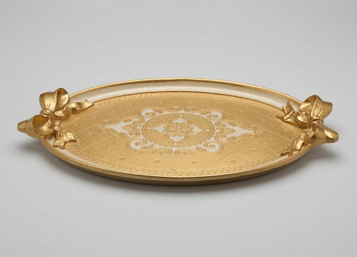 Vassoio Fiorentino in legno realizzato e decorato a mano, Wooden Florentine Tray