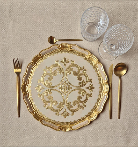 Set di sottopiatti fiorentini in legno, tovagliette in legno realizzate e dipinte a mano, disponibili in vari colori, d. cm 33, 13 inches