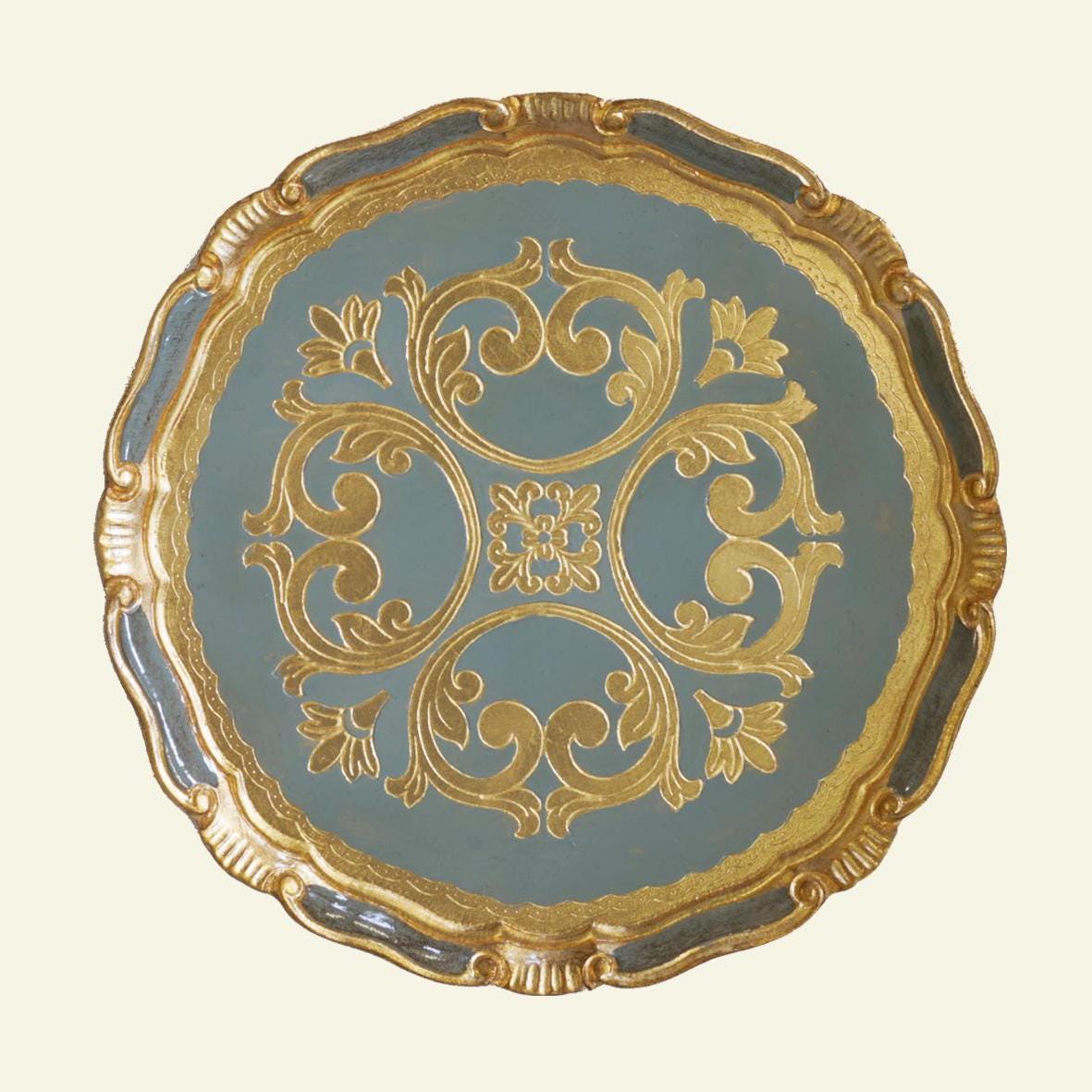 Set di sottopiatti fiorentini in legno, tovagliette in legno realizzate e dipinte a mano, disponibili in vari colori, d. cm 33, 13 inches