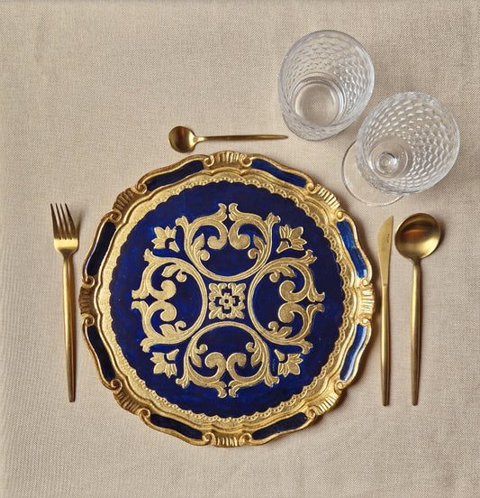 Set di sottopiatti fiorentini in legno, tovagliette in legno realizzate e dipinte a mano, disponibili in vari colori, d. cm 33, 13 inches