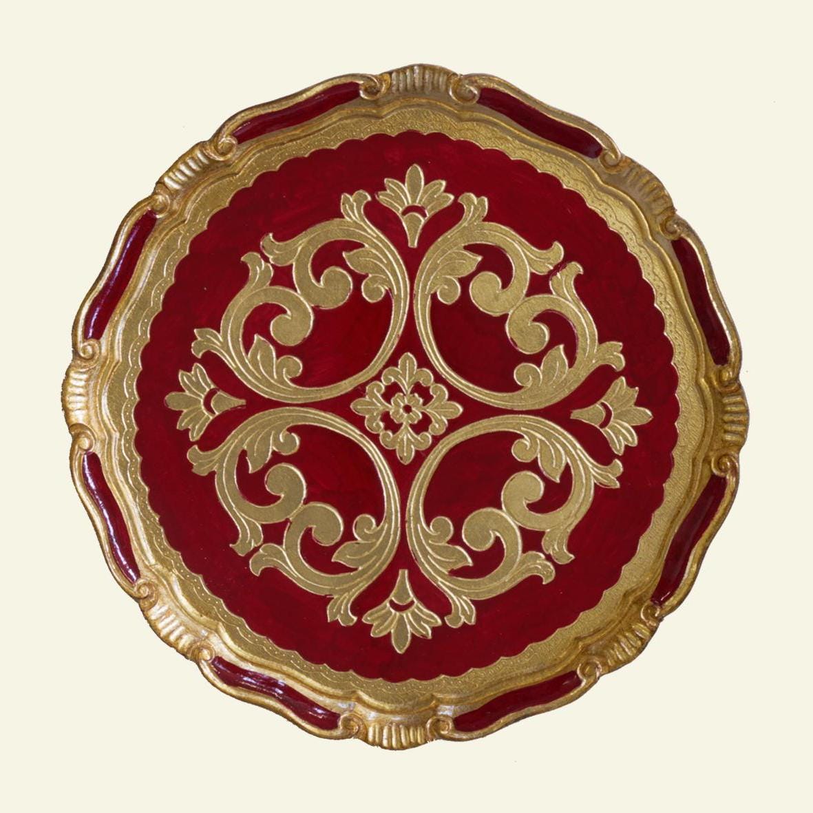 Set di sottopiatti fiorentini in legno, tovagliette in legno realizzate e dipinte a mano, disponibili in vari colori, d. cm 33, 13 inches