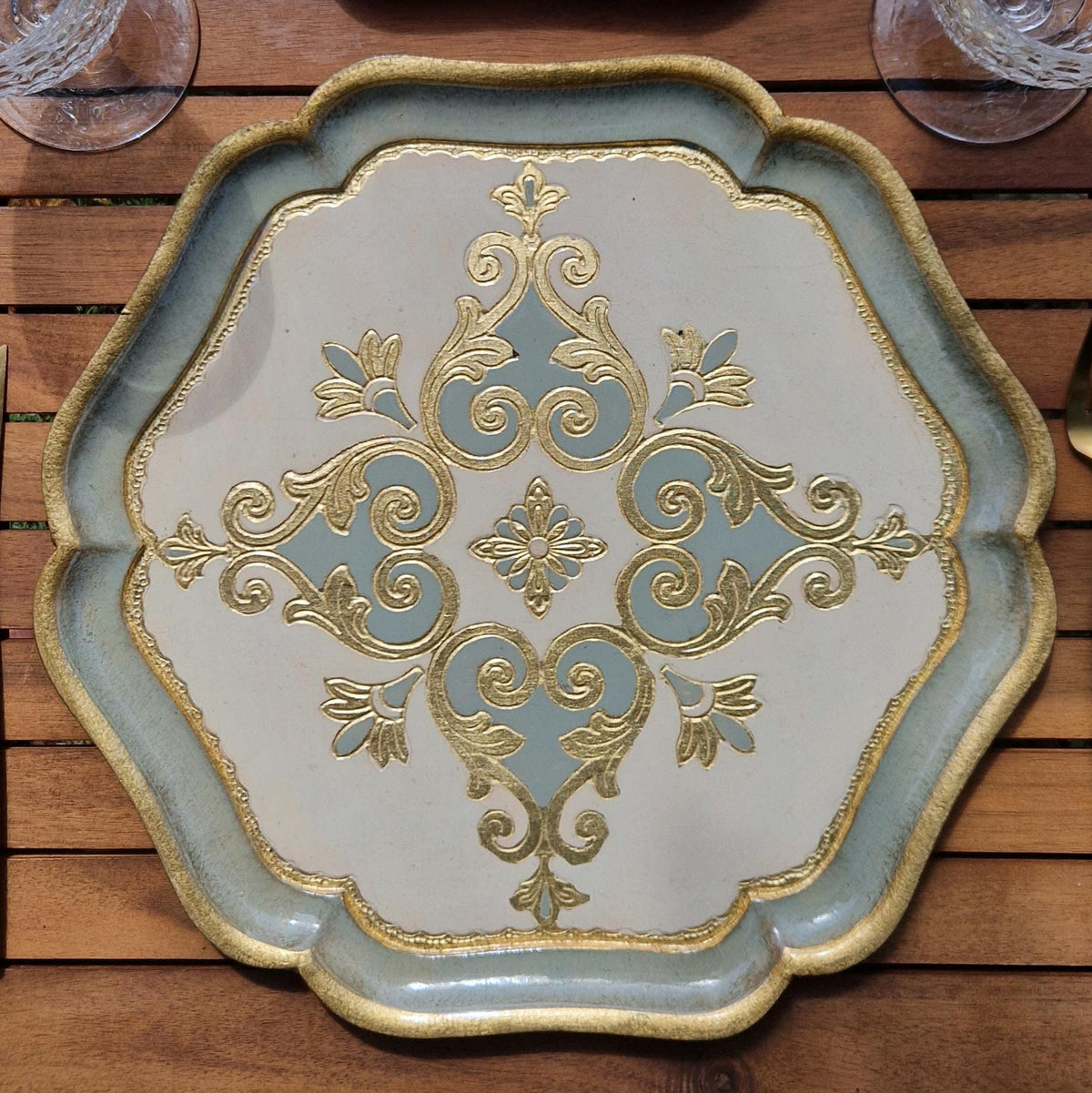 Set di 4 sottopiatti fiorentini in legno, tovagliette in legno realizzate e dipinte a mano, disponibili in vari colori