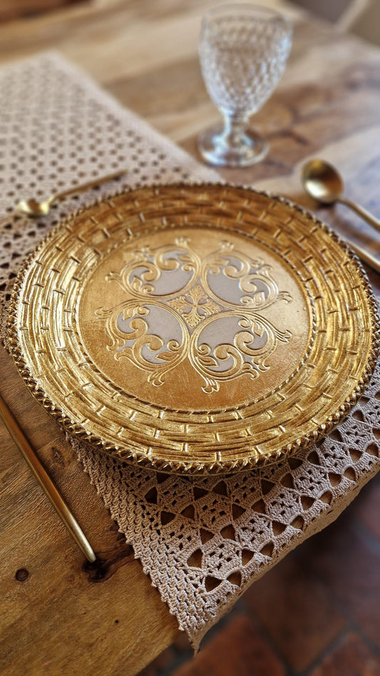 Set di sottopiatti fiorentini in legno, tovagliette in legno realizzate e dipinte a mano, disponibili in vari colori