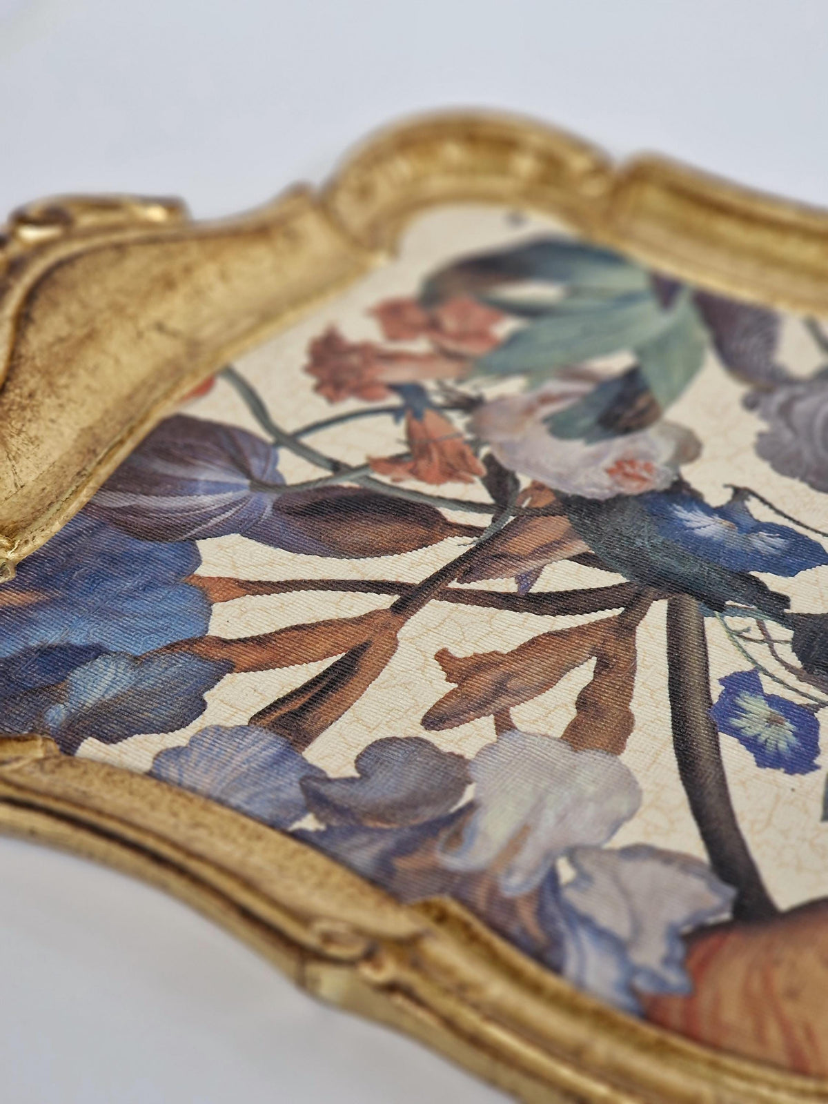 Vassoio Fiorentino in legno realizzato e decorato a mano, vassoio da portata design floreale
