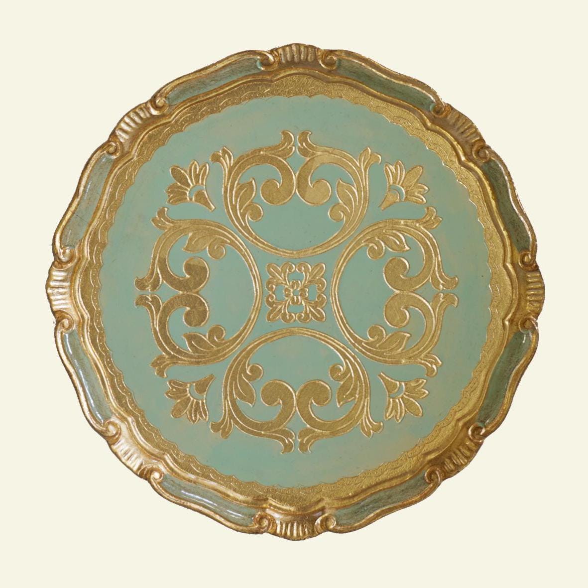 Set di sottopiatti fiorentini in legno, tovagliette in legno realizzate e dipinte a mano, disponibili in vari colori, d. cm 33, 13 inches