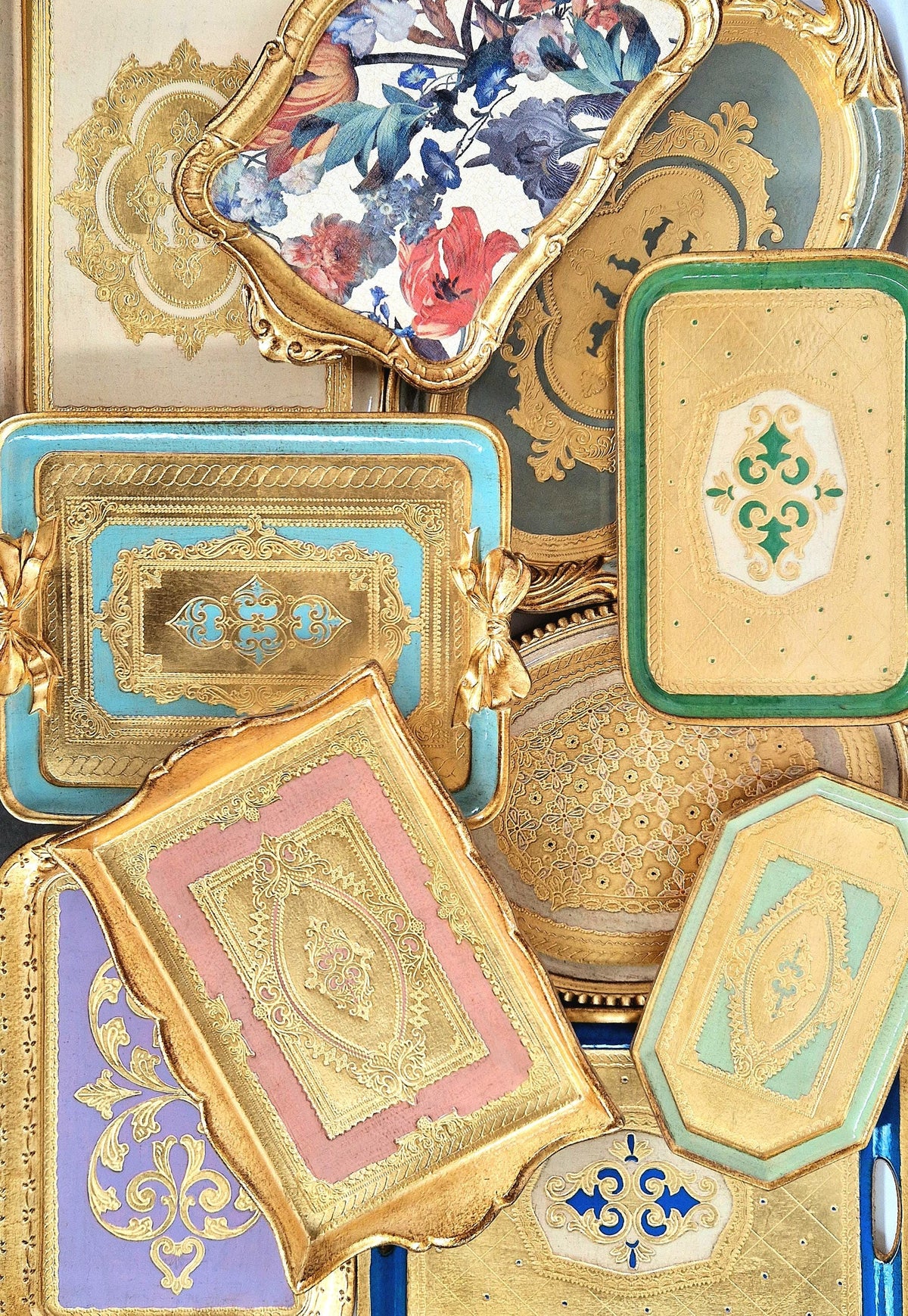 Vassoio Fiorentino in legno realizzato e decorato a mano, Wooden Florentine Tray